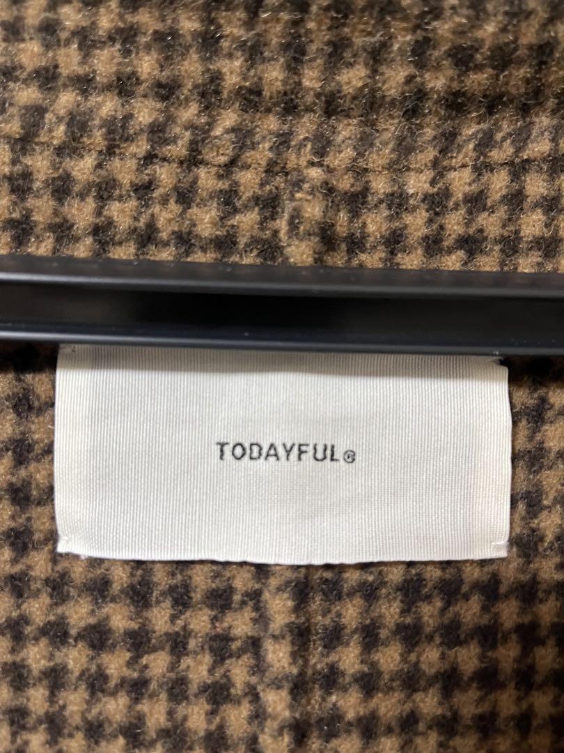 美品 TODAYFUL Over Check Coat ブラウン38