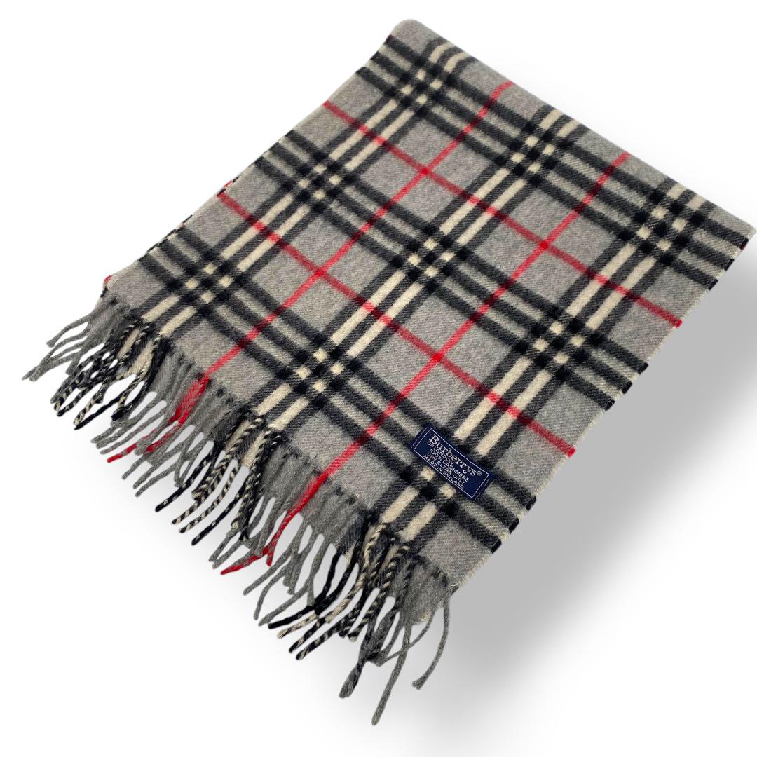 【美品】Burberry マフラー　ノバチェック　カシミヤ100% グレー