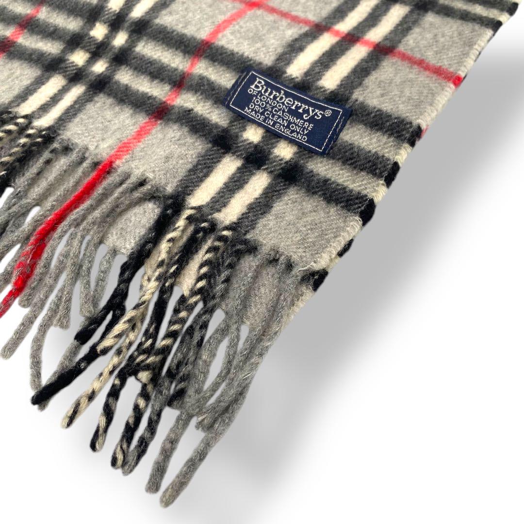 【美品】Burberry マフラー　ノバチェック　カシミヤ100% グレー