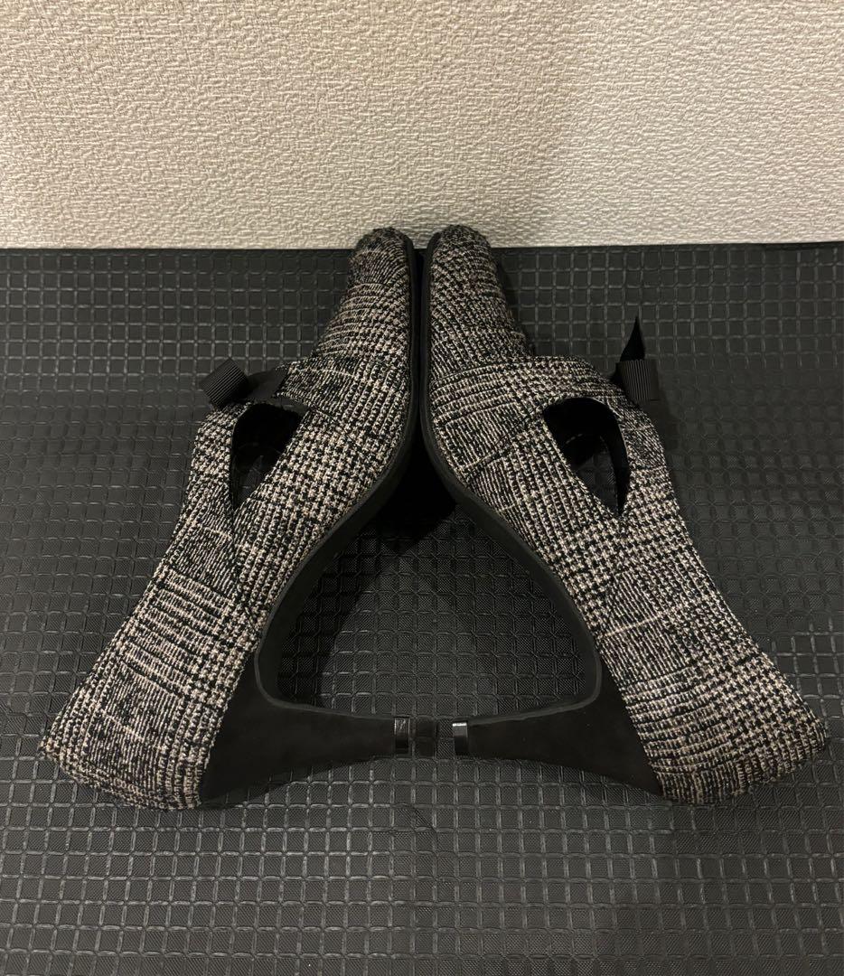 【新品】走れるパンプス 外反母趾 甲高 幅広 日本製 ツイード ストラップ