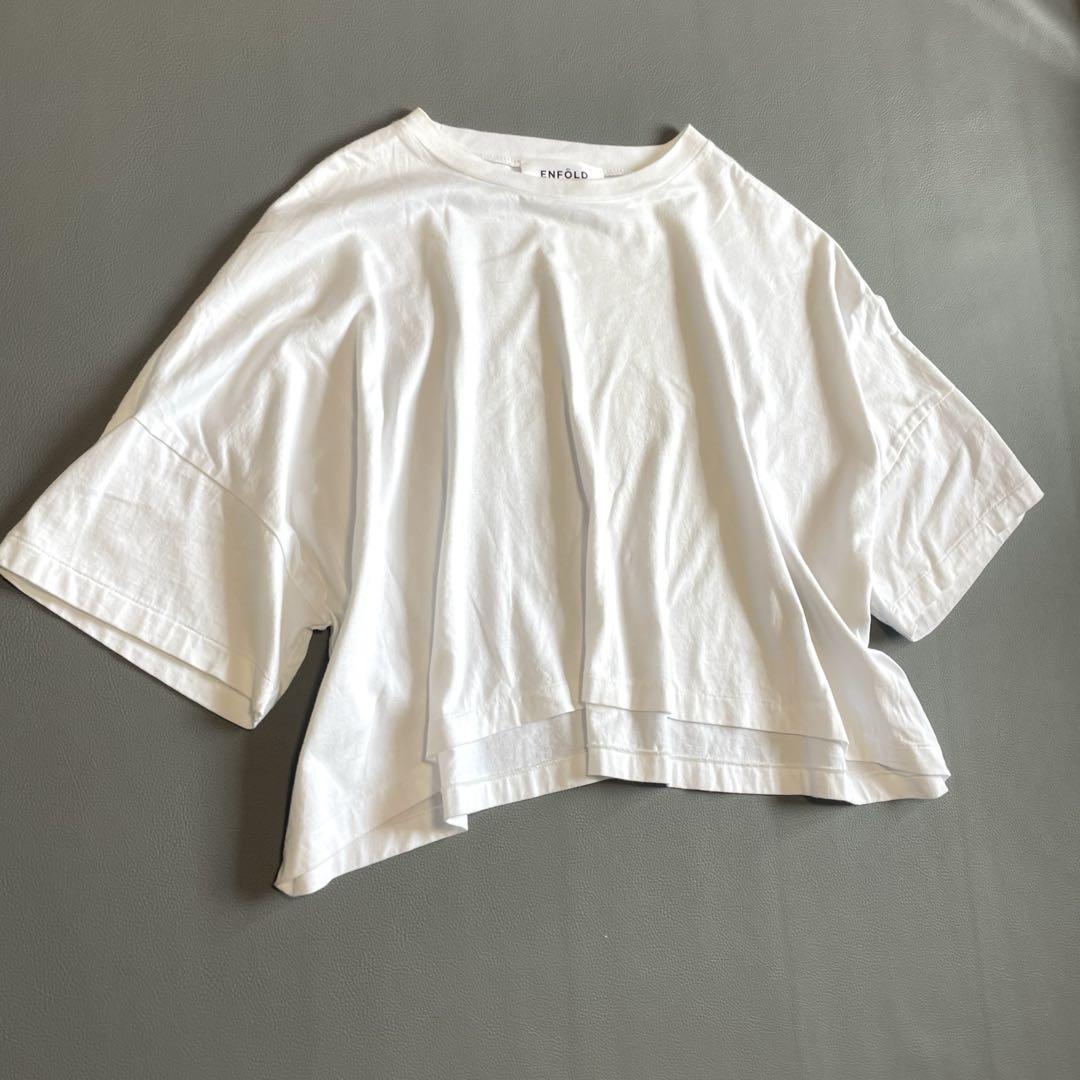 極美品【エンフォルド】変形 Tシャツ 2024SS 白 ウォッシャブル 38 綿