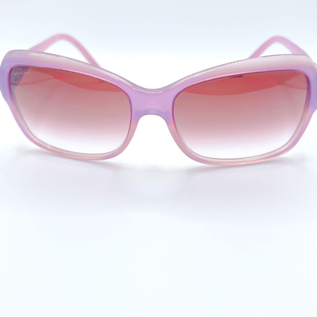 ✨美品✨　BVLGARI サングラス　ビジュー　ロゴ　スクエア　ルージュピンク ✨美品✨ BVLGARI サングラス ビジュー ロゴ スクエア ルージュ