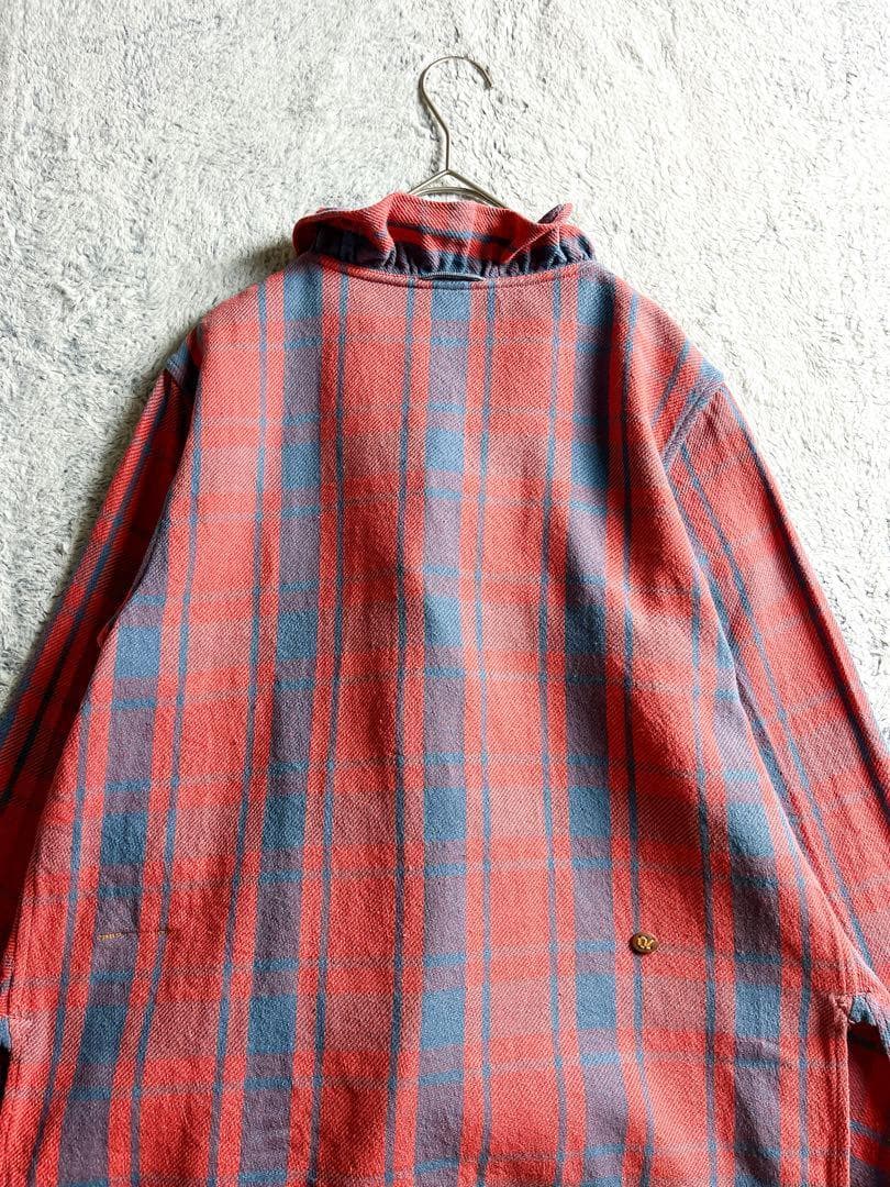 【45R】45rpm 綿100% チェック柄 日焼けネルのフリルカシュクール 2