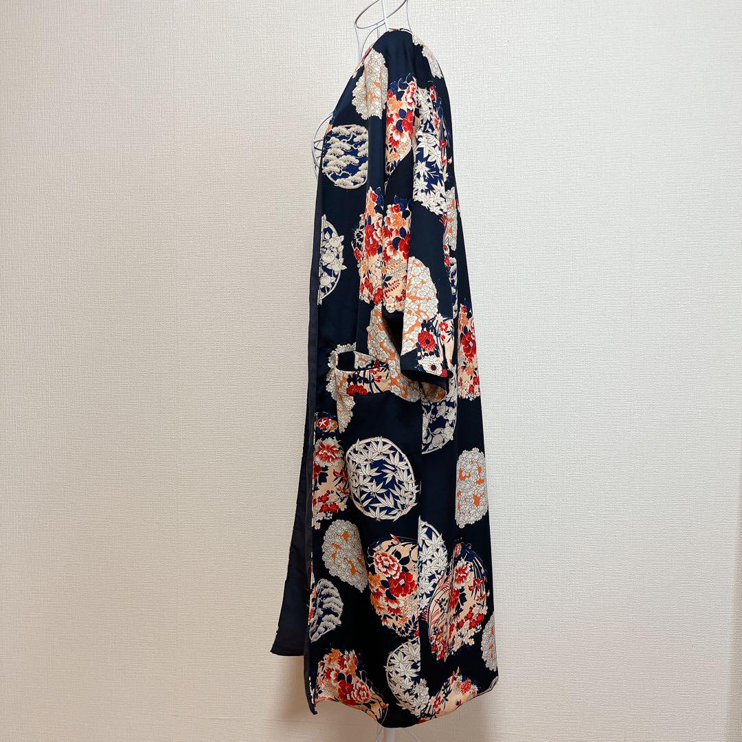ZARA ザラ 和柄 ネイビー カーディガン 着物 ガウン羽織 KIMONO