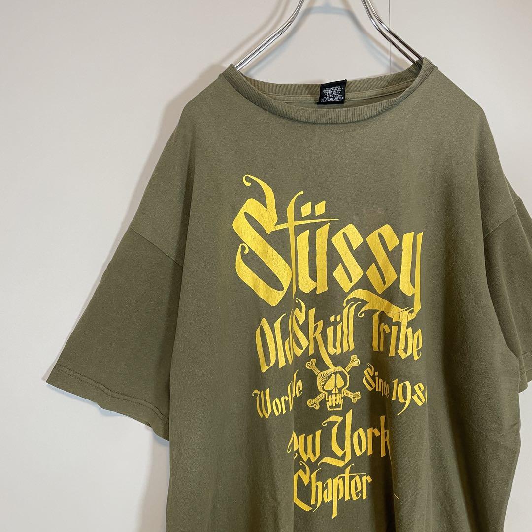 【オーバーサイズ、カーキグリーン、メキシコ製】stussyビックロゴ90s半袖