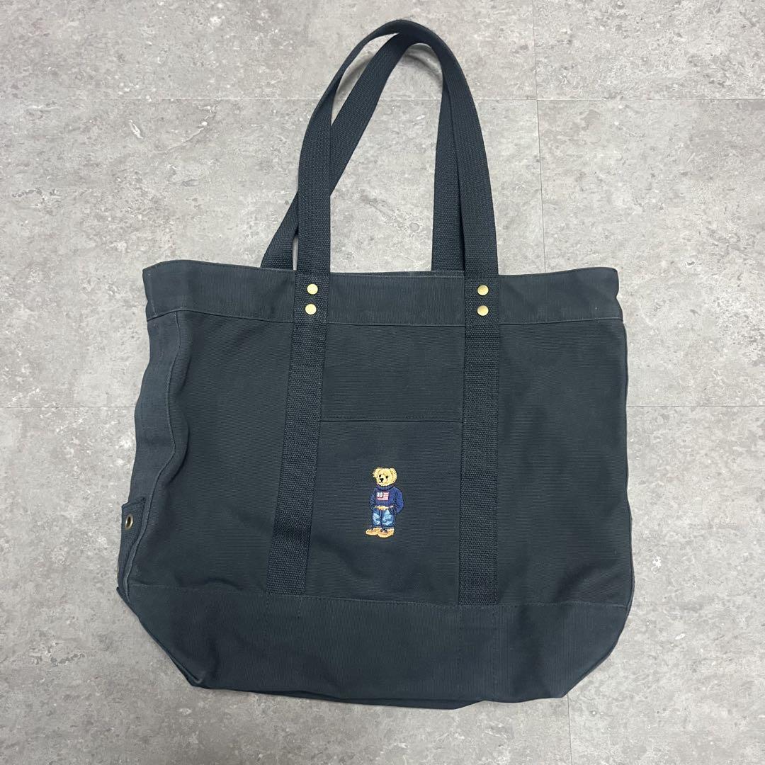 vintage tote bag bear navy