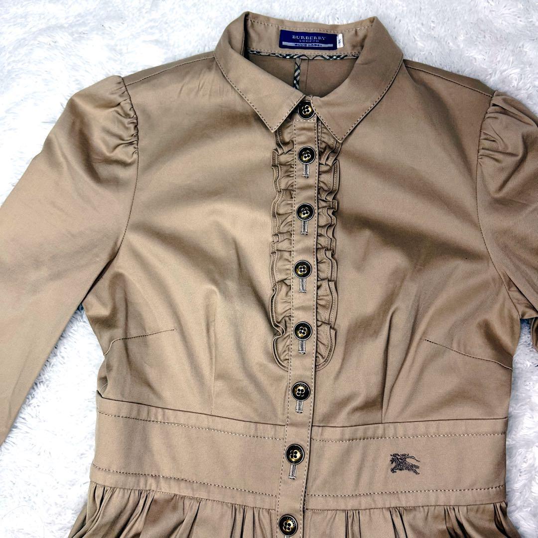 未使用級 BURBERRY BLUE LABEL 胸元フリルワンピース ギャザー