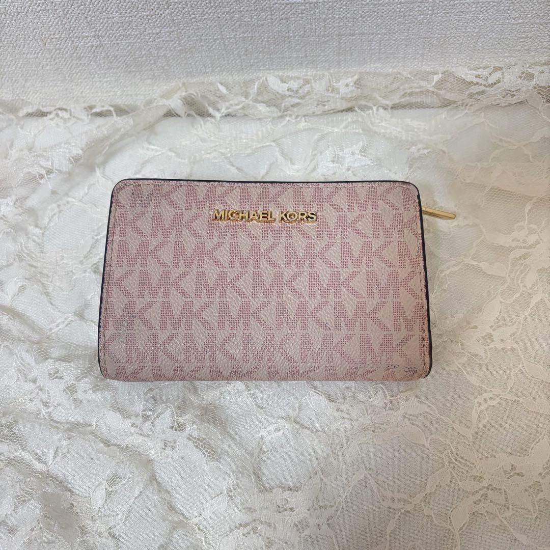 MICHAEL KORS ピンク 二つ折り財布 - メルカリ
