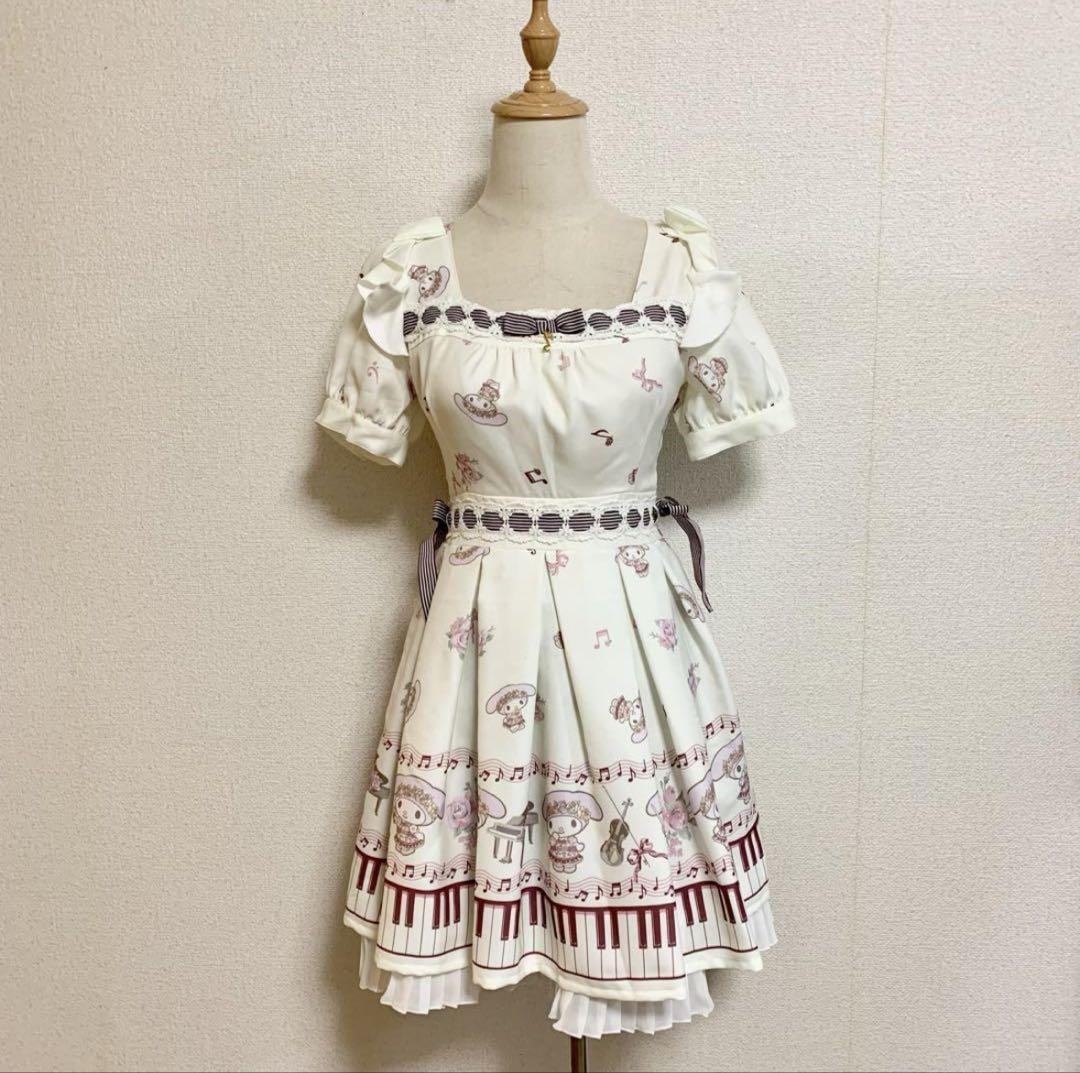 希少品 LIZLISA リズメロ マイメロ コラボ ワンピース ピアノ柄 半袖