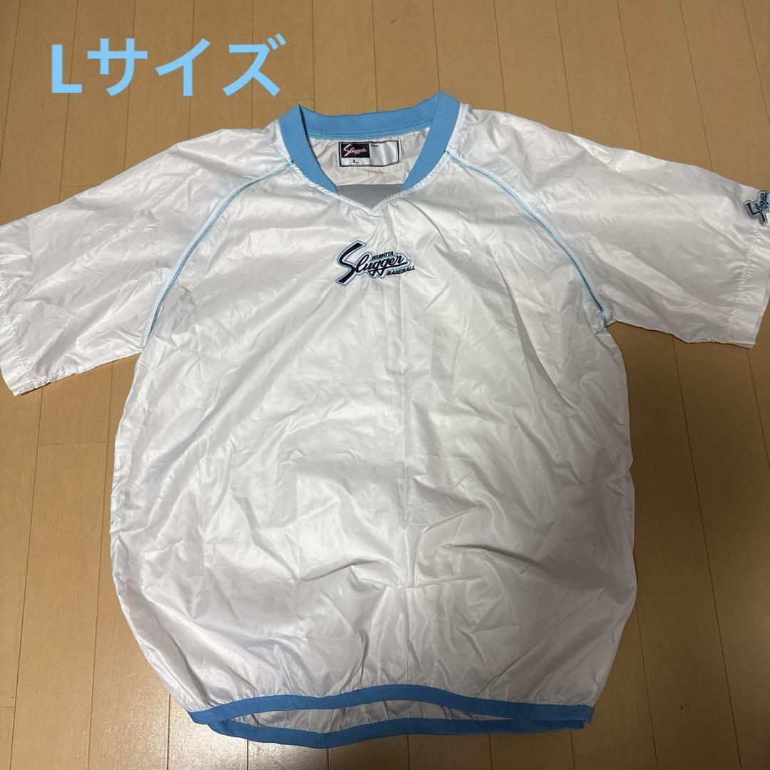 限定】半袖Vジャン Slugger シャカシャカ L ホワイト/ブルー