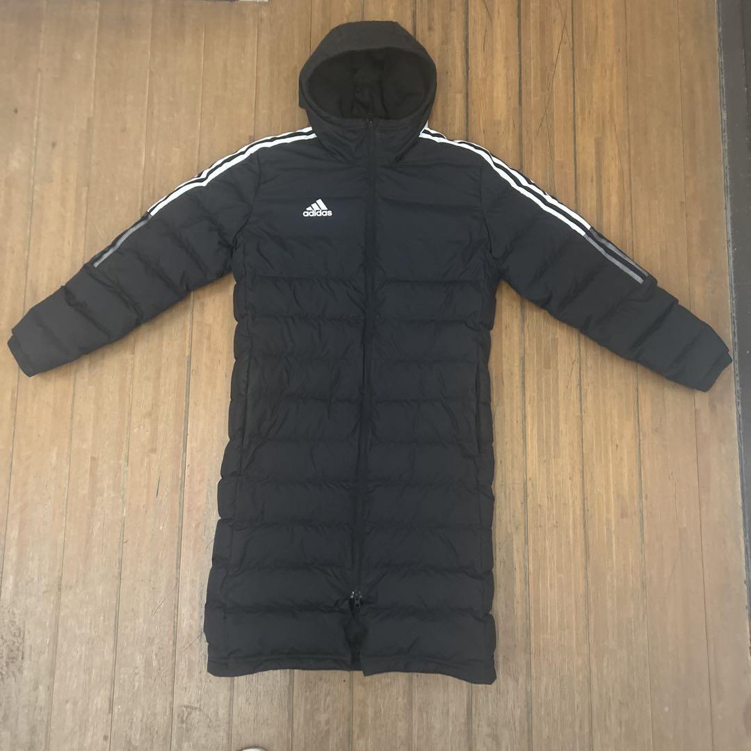 adidas ブラック ダウン ベンチコート