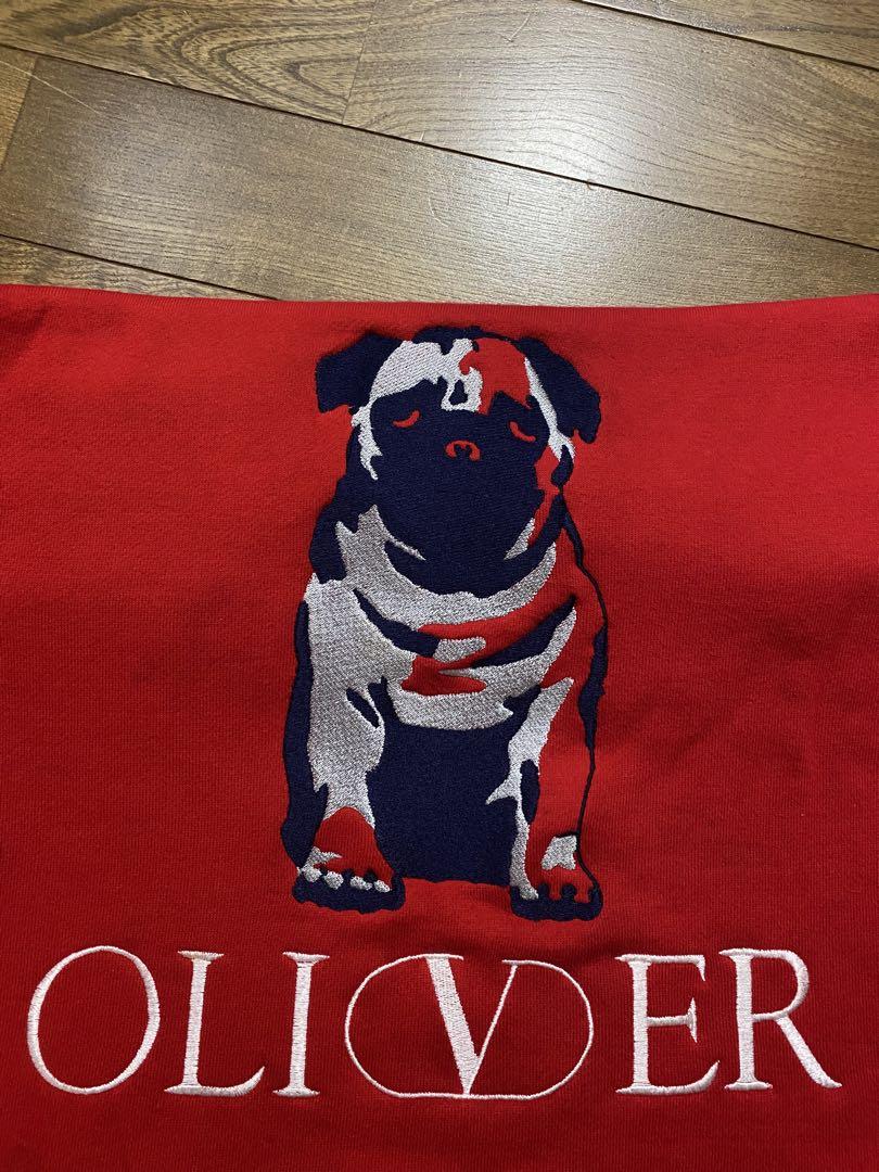 OLIVER スウェットトレーナー L デカロゴ パグ 刺繍 犬 ヴィンテージ OLIVER スウェットトレーナー L デカロゴ パグ 刺繍 犬