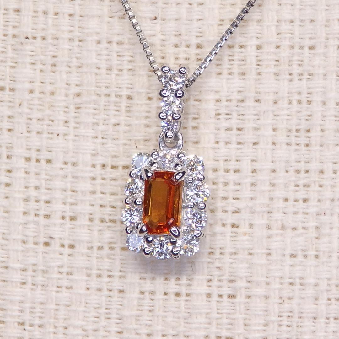 オレンジサファイア ペンダントトップ 0.275ct Z5823 プラチナPt