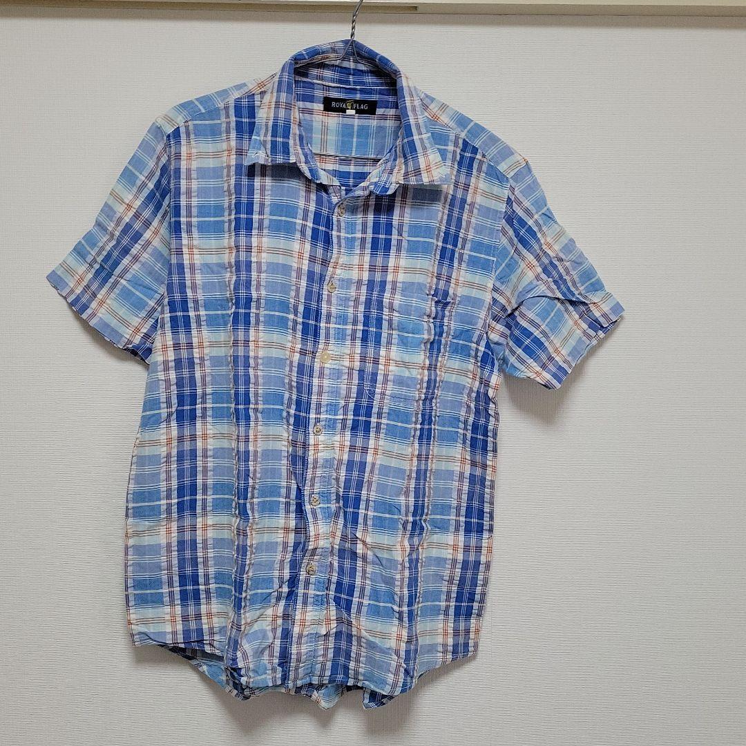 豪奢な シャツ 半袖 シャツ メンズ ブルー チェック Mサイズ 豪奢な シャツ 半袖 シャツ メンズ ブルー チェック Mサイズ