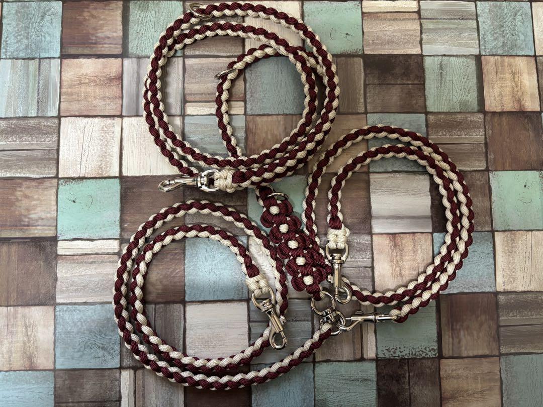 ハンドメイド　お花付き2頭引き用ショルダーリード