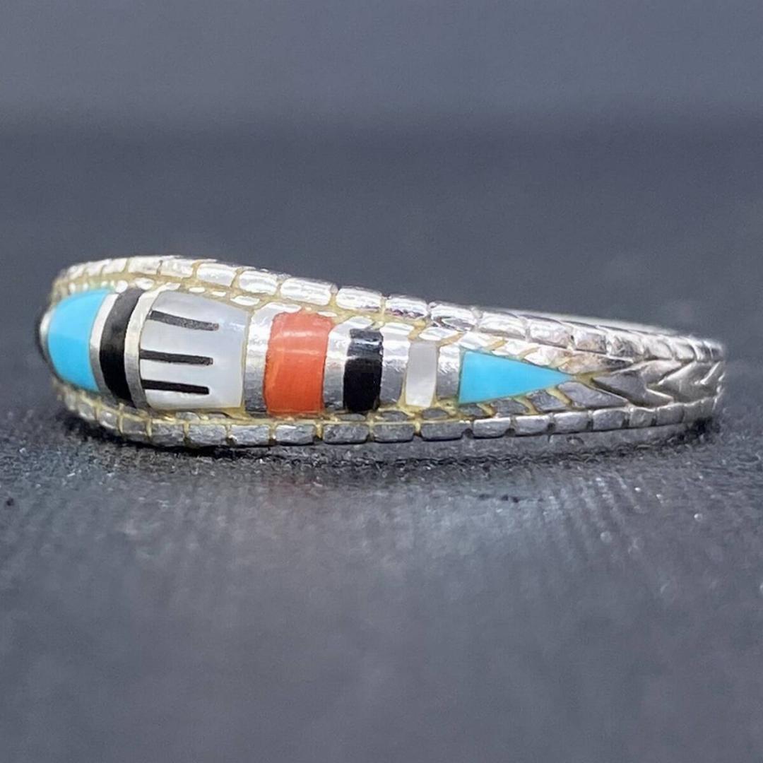 SAAD PREMIUMシルバー 925 ターコイズ インレイ リング 24号