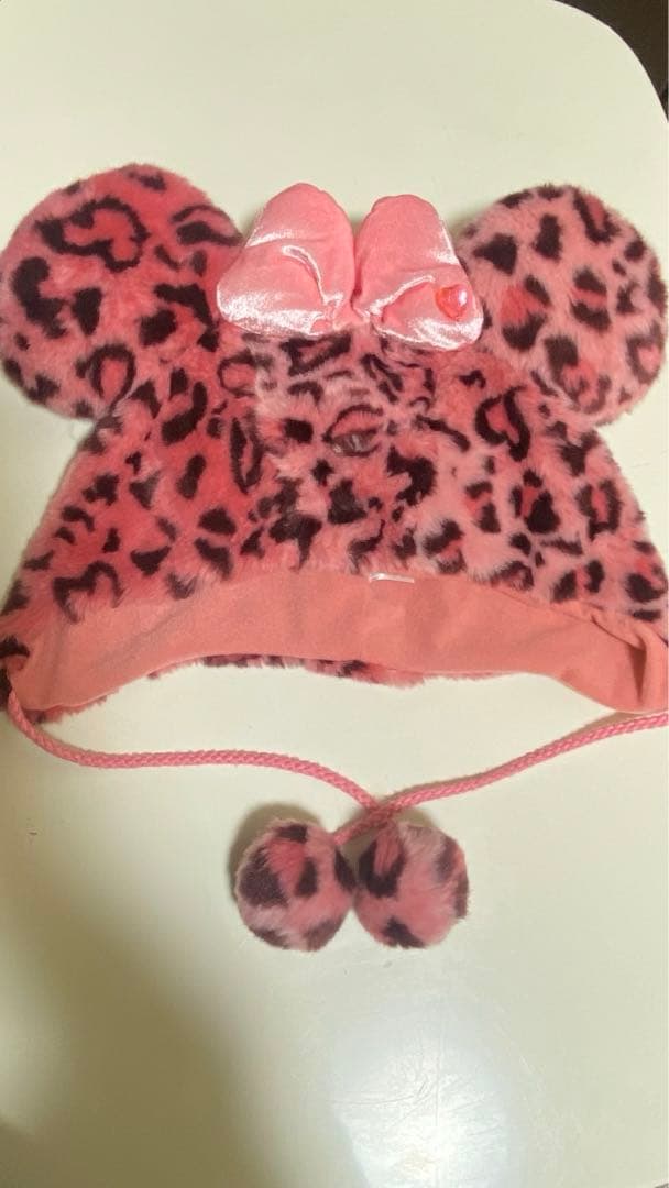 ピンクヒョウ柄ミッキー耳帽子目立った傷や汚れなし YUZUMIYA_COM