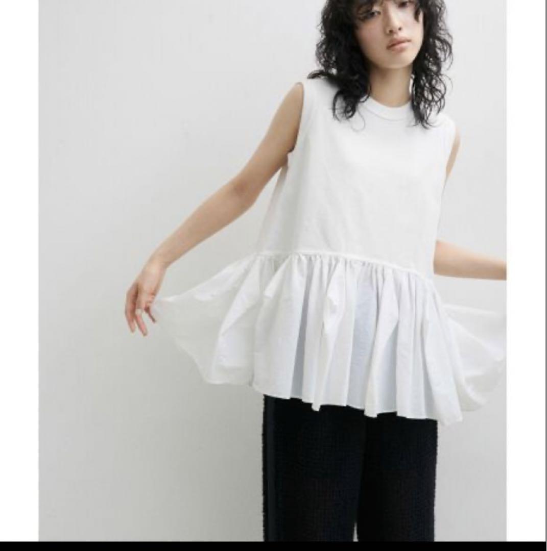 アダムエロペ　【サステナブル】RENUタフタティアードTEE ホワイト