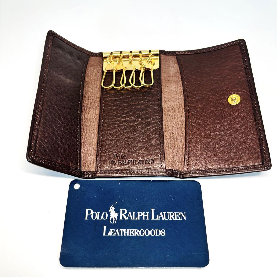 新品 ポロ ラルフ ローレン ブラウンレザー 5連キーケース