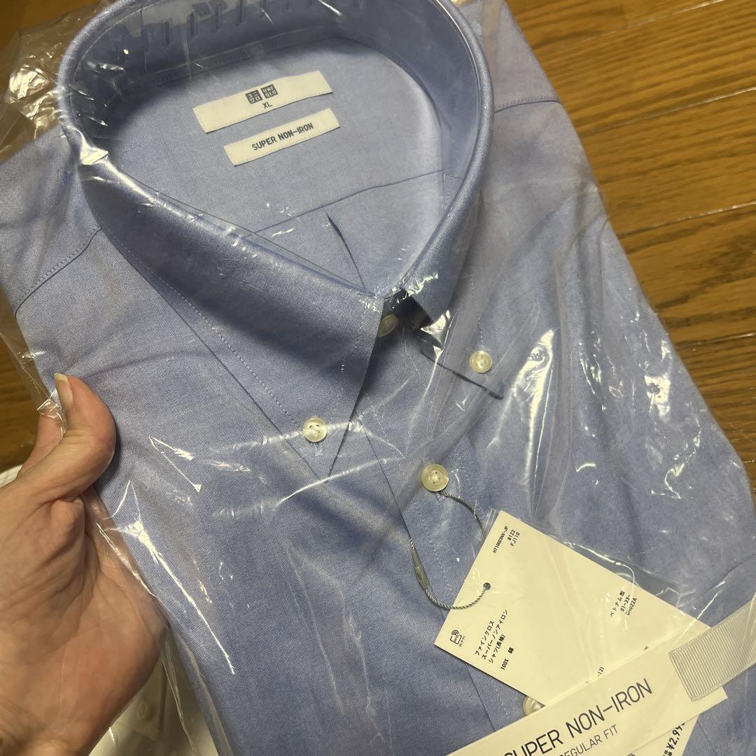UNIQLOファインクロスノーアイロンシャツ長袖XL未使用品3点