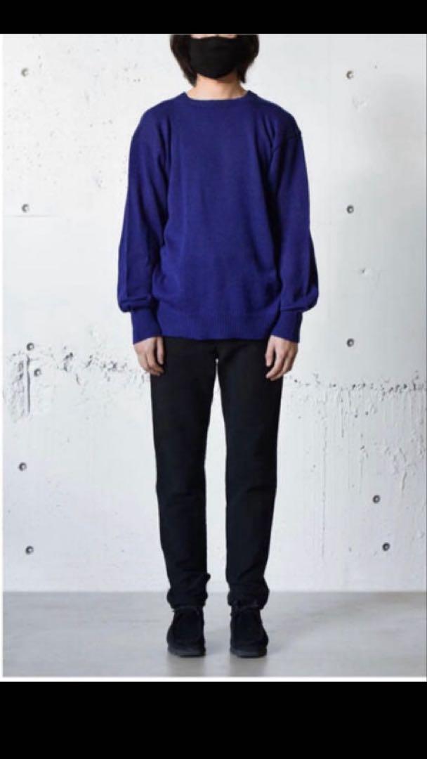COMOLI 21AW ラムズウールガンジーネックニット Blue