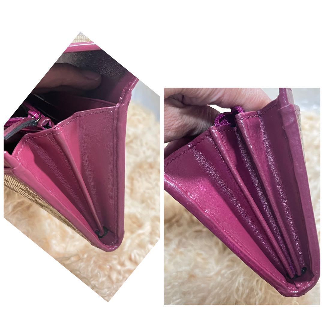 良品✨GUCCI 長財布　GGキャンバス　ロゴプレート　フラップ　ボルドー