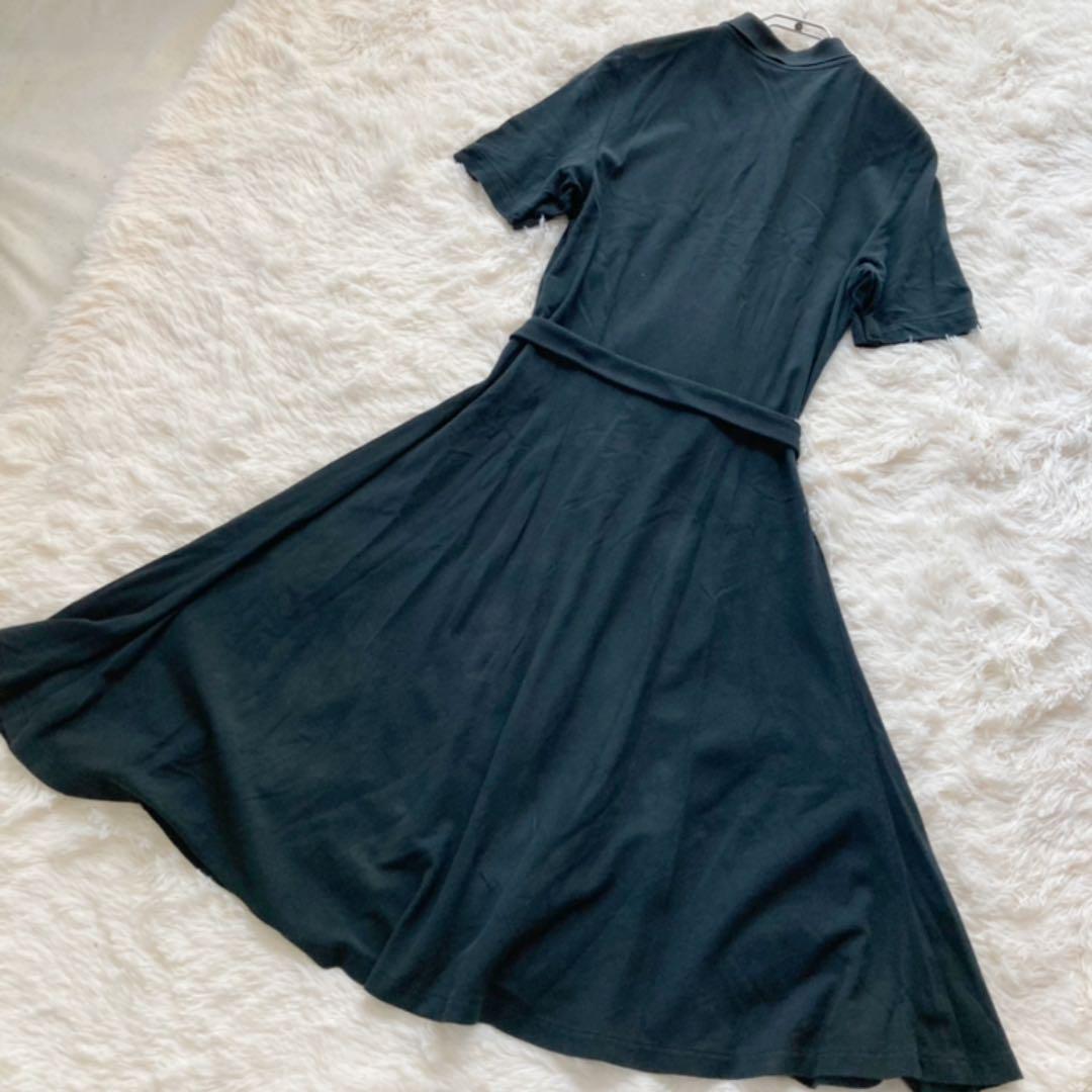 ポロ ロングワンピース フレア r-4141 RALPH LAUREN＊ロングポロワンピース ベルト フレア ブラック