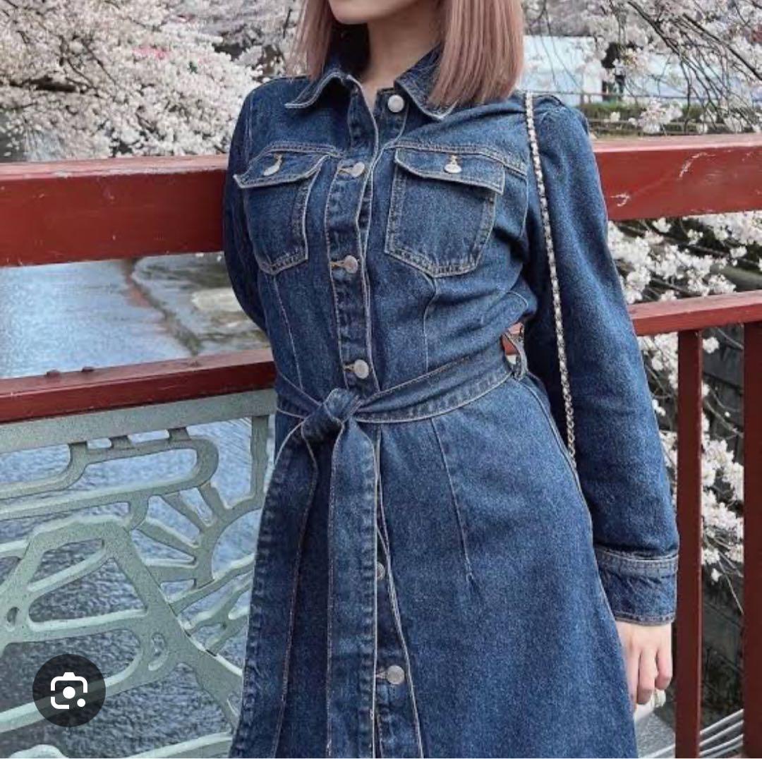 ZARA デニムシャツワンピース インディゴブルー - メルカリ