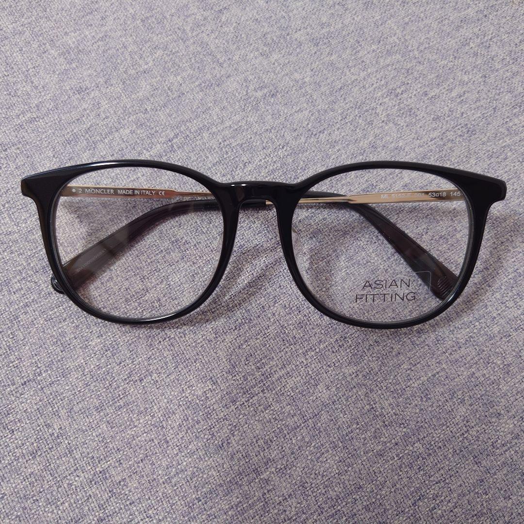 【新品未使用】MONCLER☆ブラックメガネフレーム☆ボストン型
