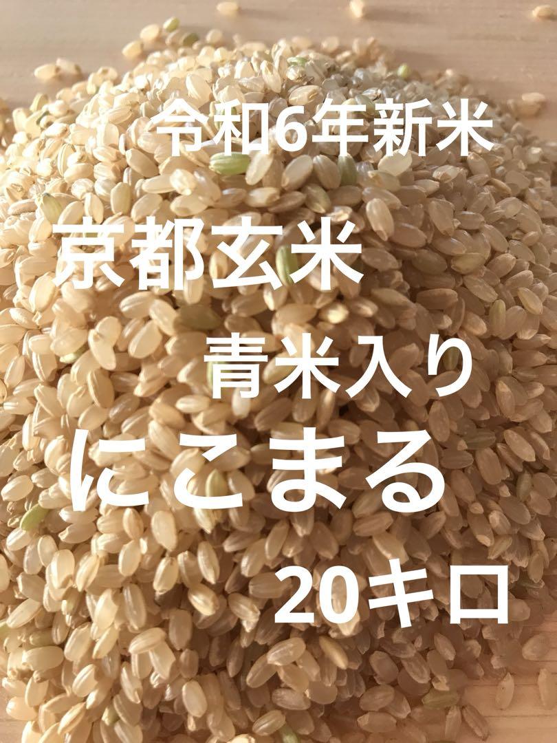 令和6年新米　京都玄米　青米入り　にこまる　有機肥料　農薬不使用　20キロ