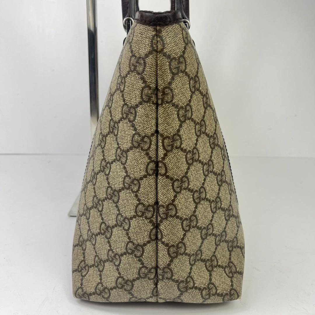 GUCCI PVC レザー GG トートバッグ 肩掛け ロゴ ブラウン