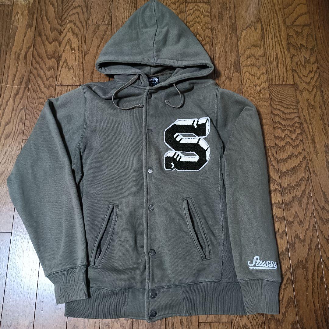 90s 00s STUSSY スナップボタン パーカー デカロゴワッペンS STUSSY