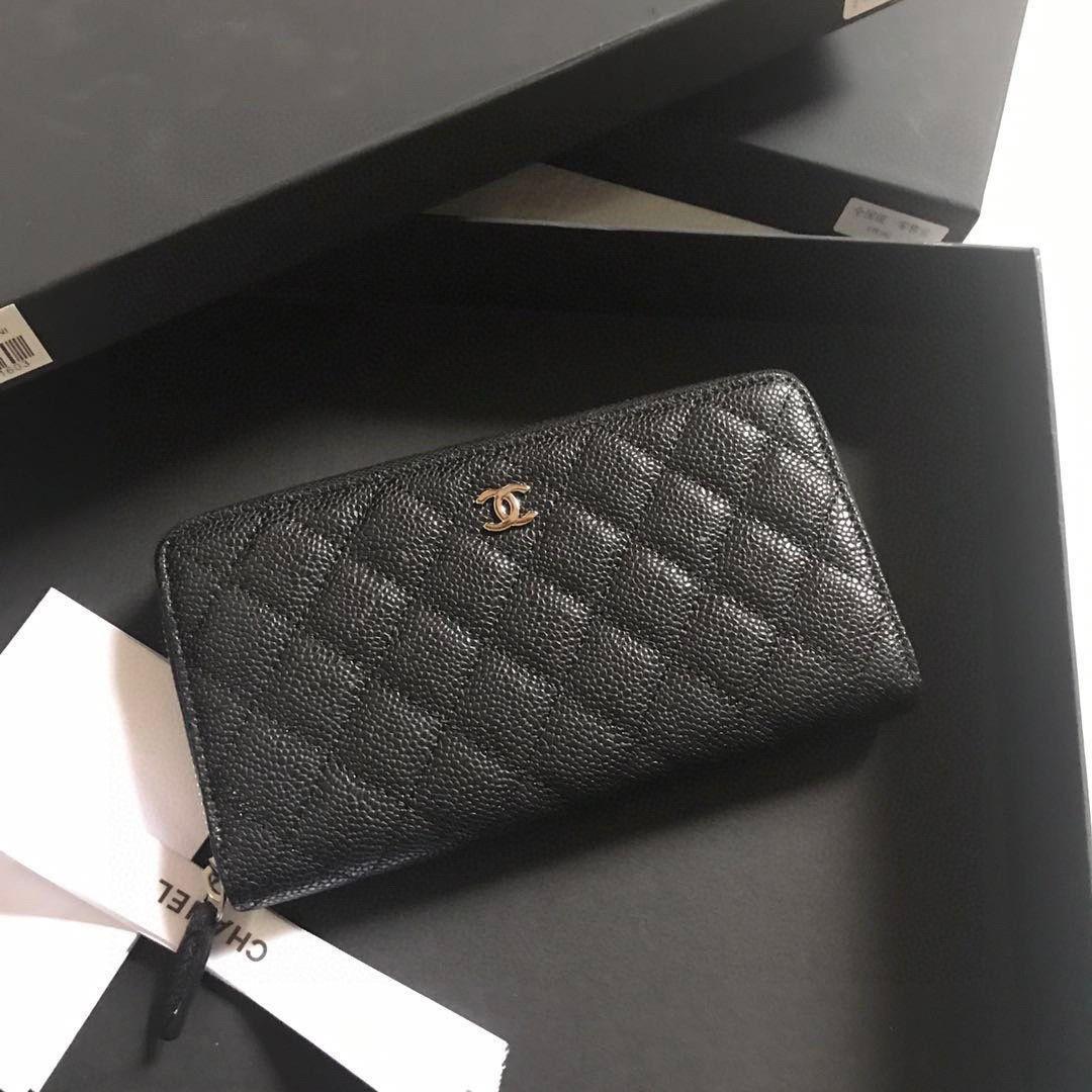 CHANEL ブラック レザー 長財布