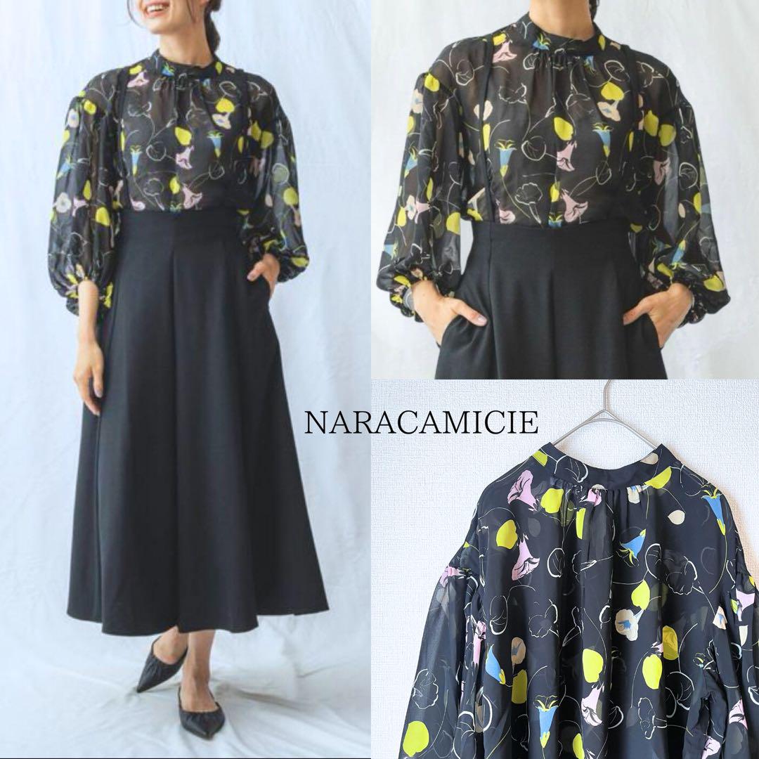 【NARACAMICIE】フラワープリントブラウス　M