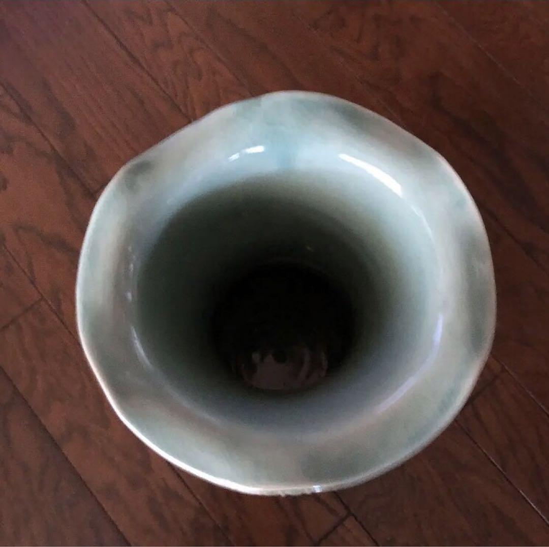 青磁 象耳 壺 花瓶