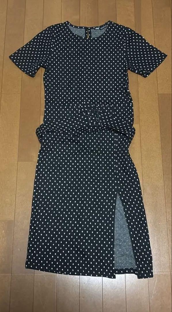 ZARA ベルト付きドットワンピース