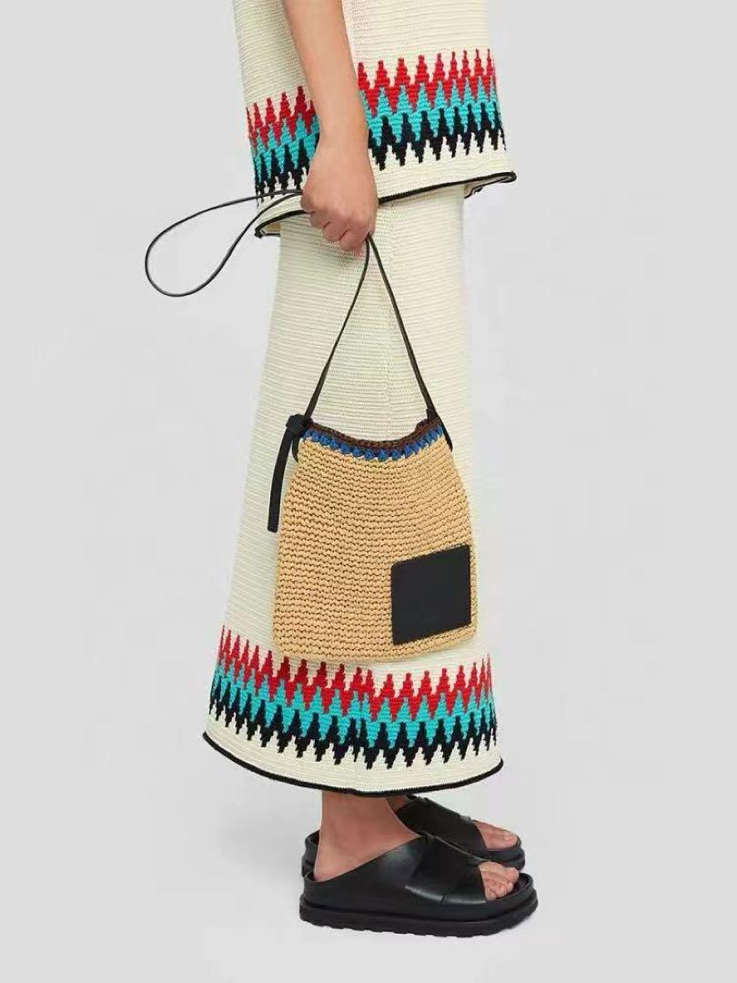 JIL SANDER女性用編み込みストローバッグショルダーバッグ 画像2