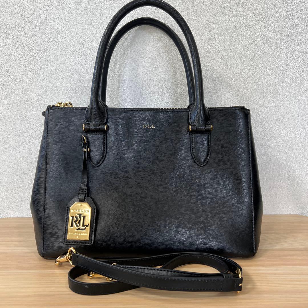 ローレンラルフローレン RLL 2way レザー ショルダーバッグ 黒色 金具 979 ローレンラルフローレン 2way ショルダーバッグ レザー 黒 - メルカリ