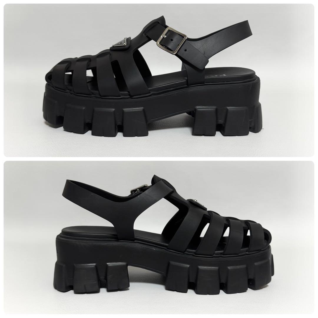 PRADA / モノリス ラバーサンダル ブラック 41 トライアングルロゴ