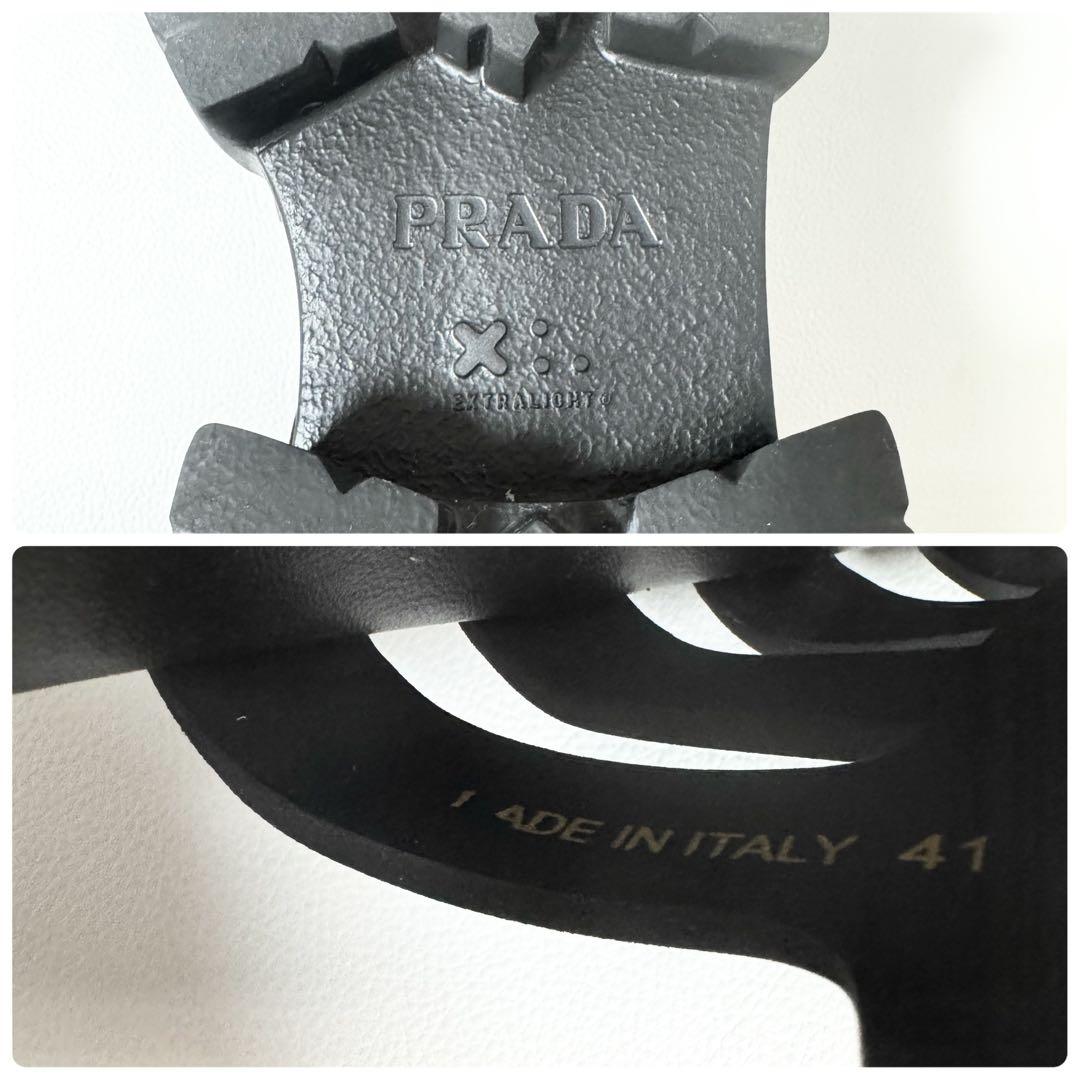 PRADA / モノリス ラバーサンダル ブラック 41 トライアングルロゴ