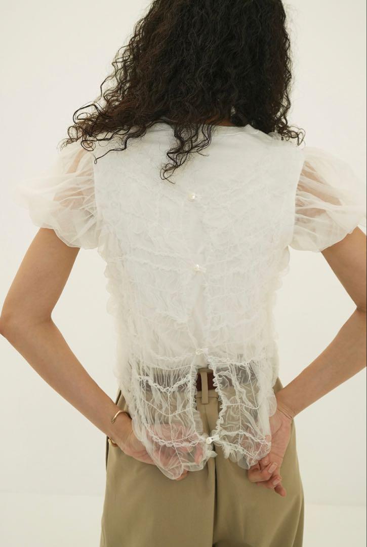 CLANE TULLE VEST LAYERED TOPS ホワイト2