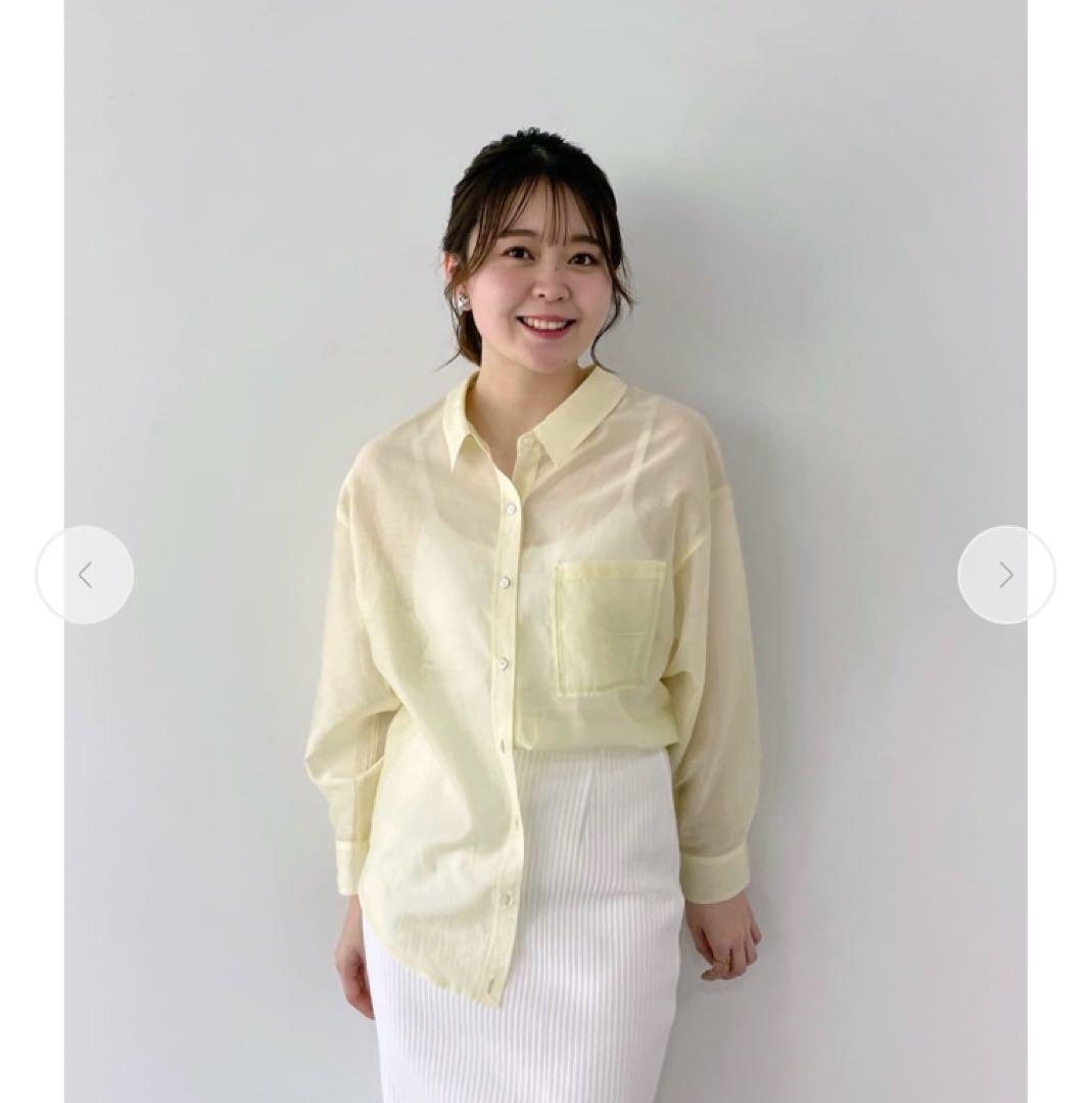 新品 Stola 刺繍シアーシャツ イエロー