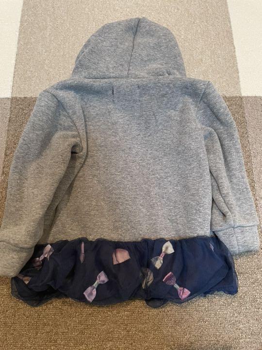 パンパンチュチュ リボンとお花のフード付きパーカー90 グレー