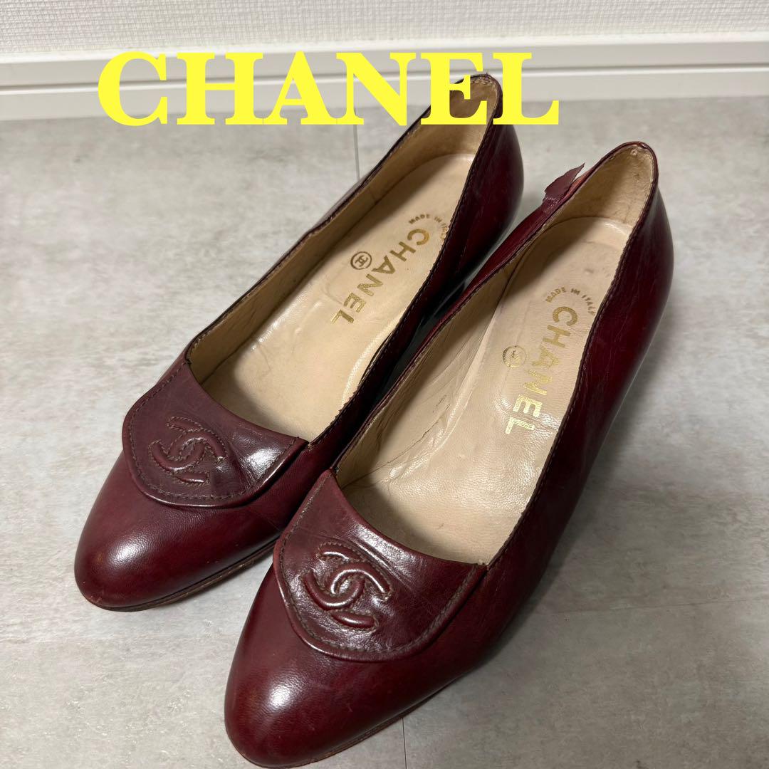 【美品‼️】CHANEL シャネル　ヒールローファー　ワインレッド