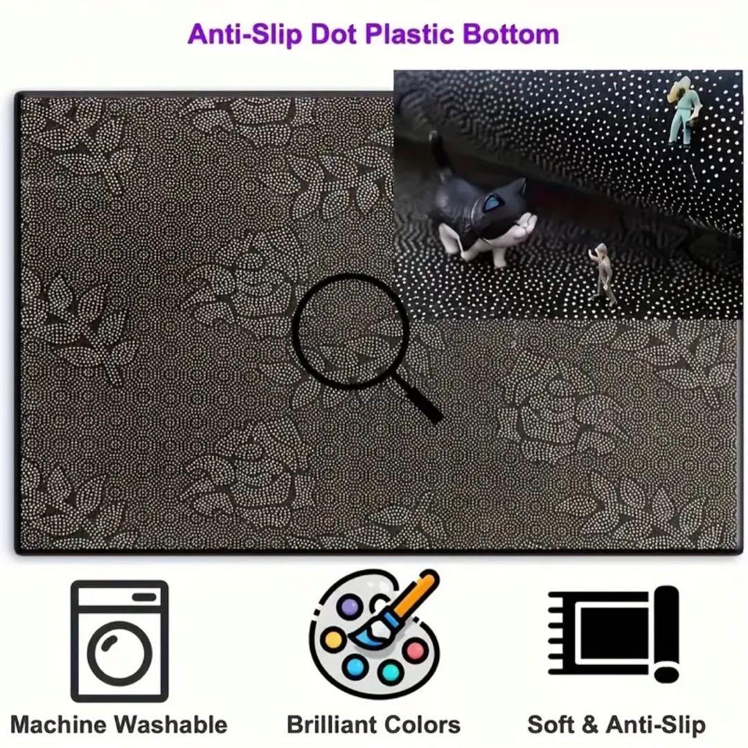 み*。様 【新品】160x200cm ダマスク柄ラグカーペット　絨毯　ブラック