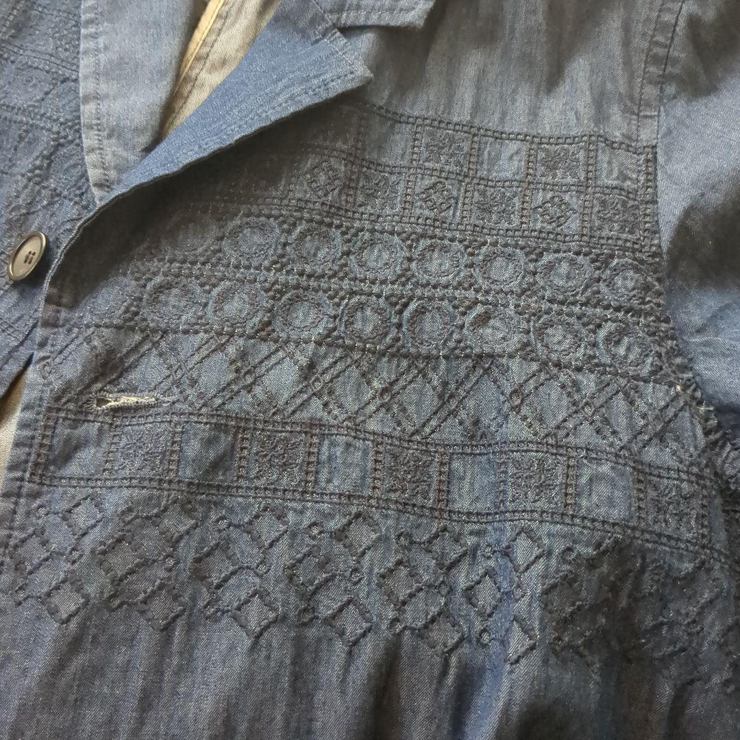 スーパーハッカ　タグ付き薄手デニム刺繍入りコート