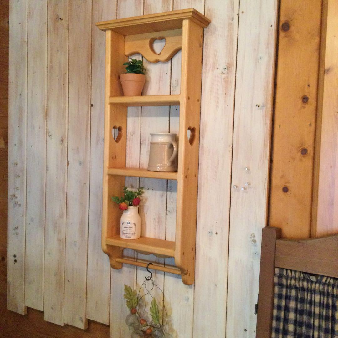 アメリカンカントリー家具　カントリーハート　トールシェルフ　タオル掛け付き