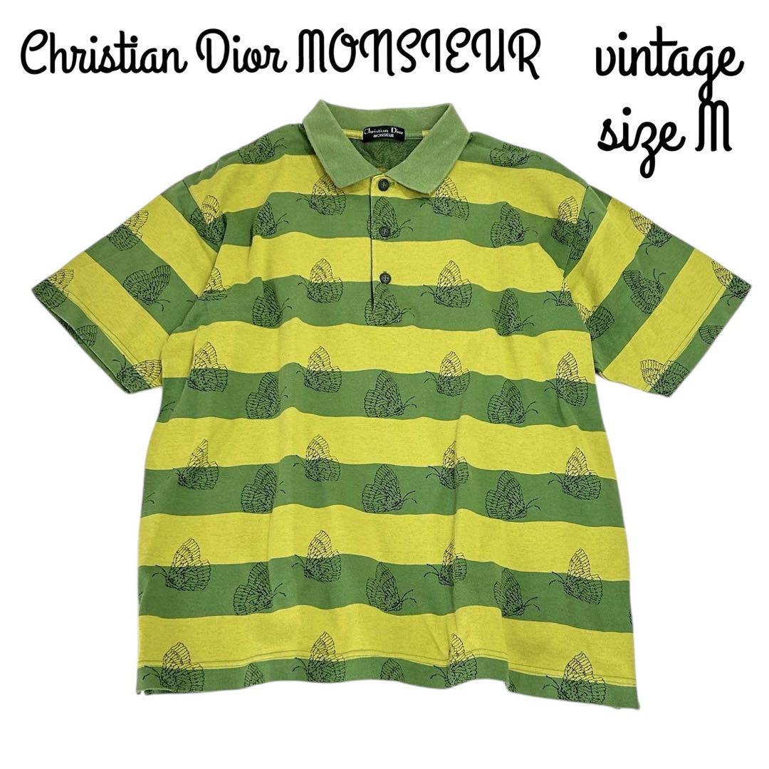 Dior 90s ヴィンテージ バタフライ ボーダー ポロシャツ オーバーサイズ