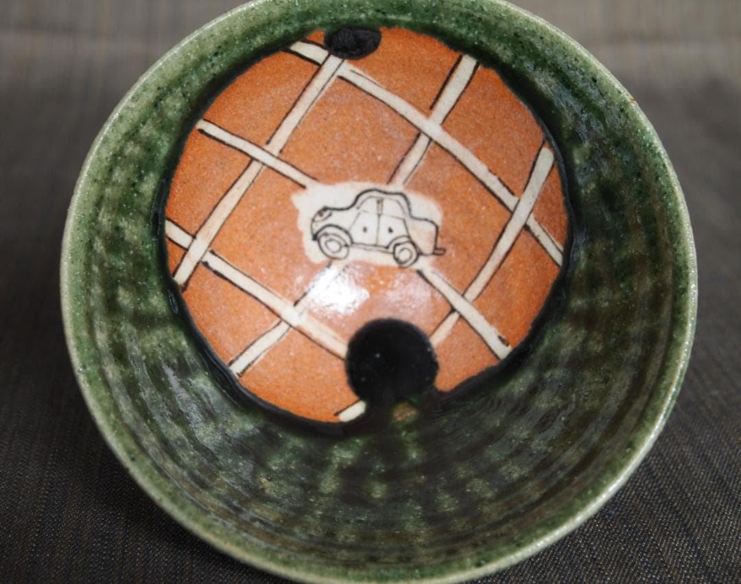 人気を誇る 新作☆澤克典【師:鈴木五郎】☆織部蓋付茶碗☆車 陶芸