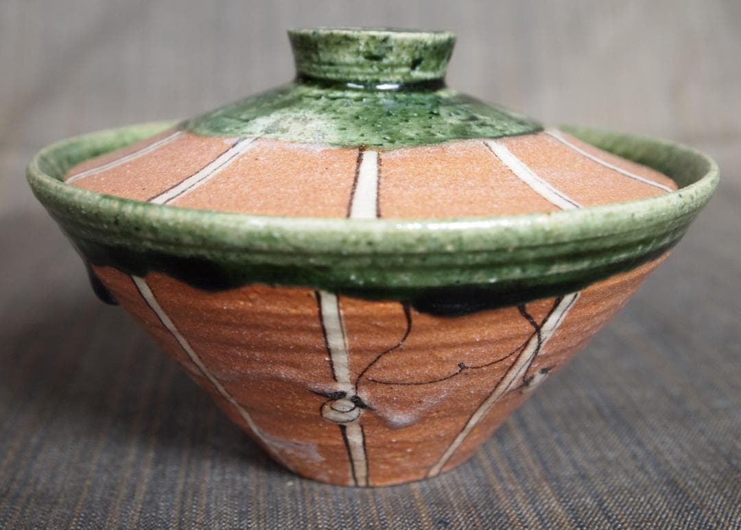 人気を誇る 新作☆澤克典【師:鈴木五郎】☆織部蓋付茶碗☆車 陶芸